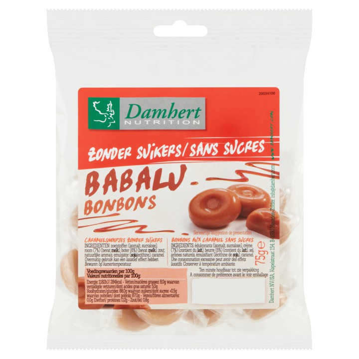 Damhert Zonder Suikers Babalu Caramel 75g