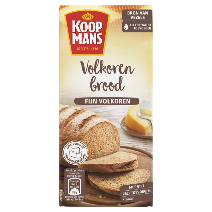 Koopmans Mix voor Volkorenbrood Fijn Volkoren 450g