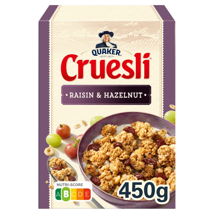 Quaker Cruesli Rozijn Hazelnoot 450gr