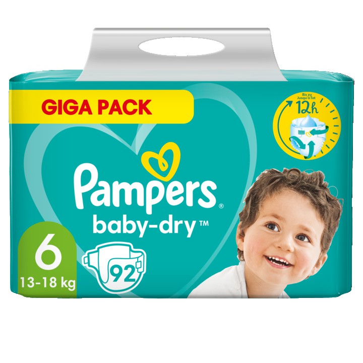 Pampers Baby-Dry Maat 6 ,92 luiers, Tot 12 Uur Bescherming, 13kg-18kg