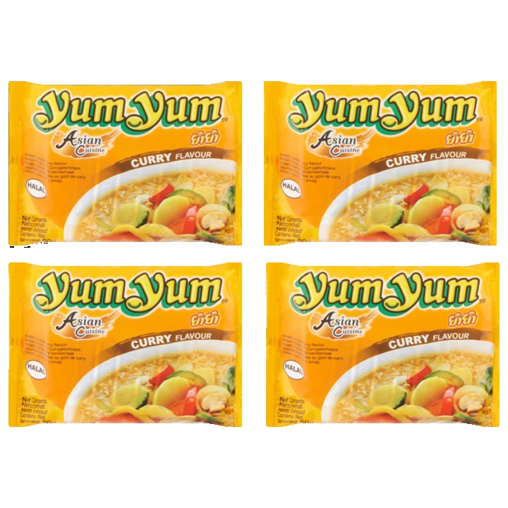 Yum Yum Instant Noedels met Kerriesmaak  4 x 60g