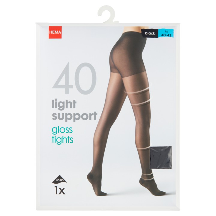 HEMA Panty Licht Ondersteunend Gloss Tights - 40 Denier Black Maat 40/42