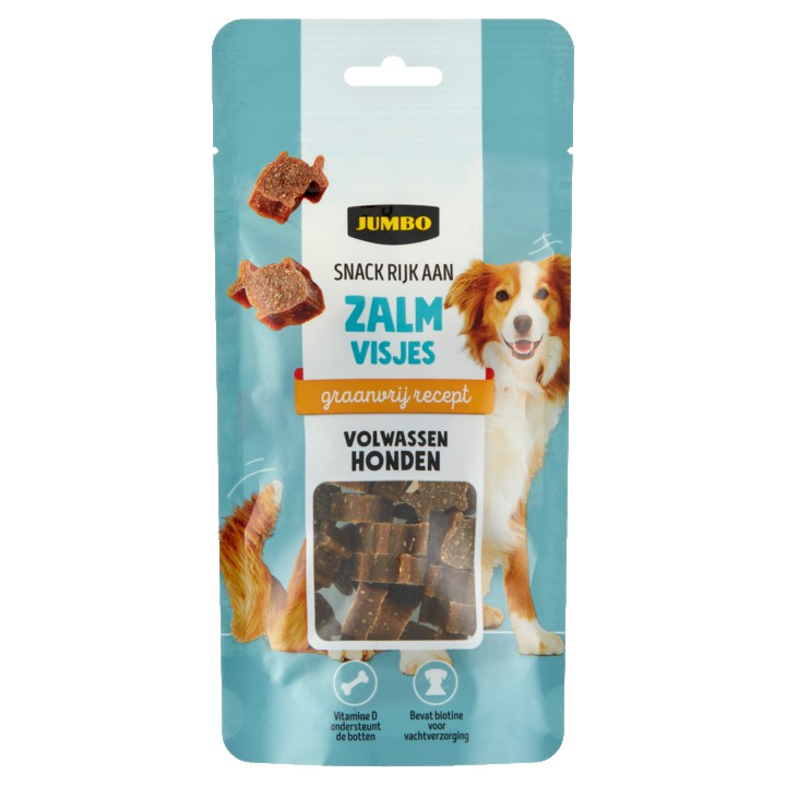 Jumbo Snack Rijk aan Zalm Visjes Volwassen Honden 60g