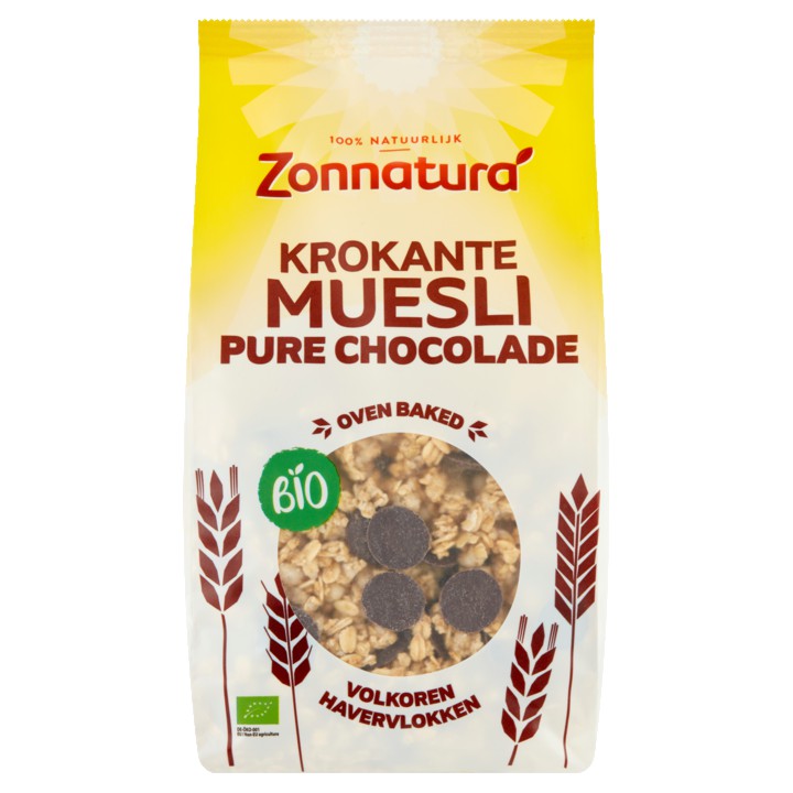 Zonnatura Bio Krokante Muesli Pure Chocolade 375g