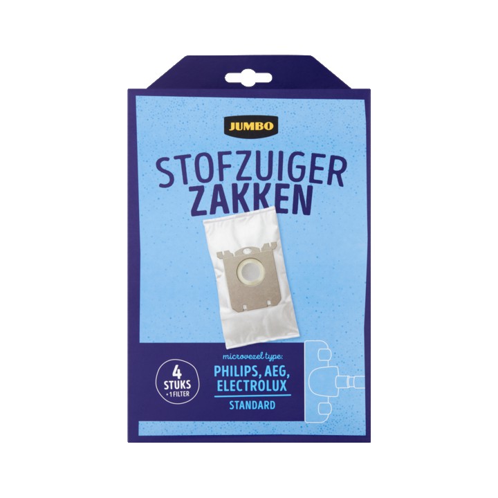 Jumbo Stofzuigerzakken met Filter 4 Stuks