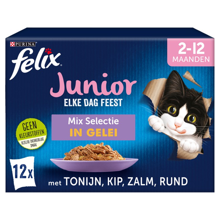 FELIX&amp;reg; Elke Dag Feest Junior Mix Selectie in Gelei Kattenvoer 12 x 85g