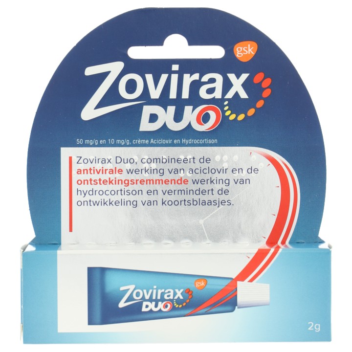 Zovirax Duo cr&amp;egrave;me bij koortslip (50mg per gram + 10mg per gram), 2 gram&amp;nbsp;