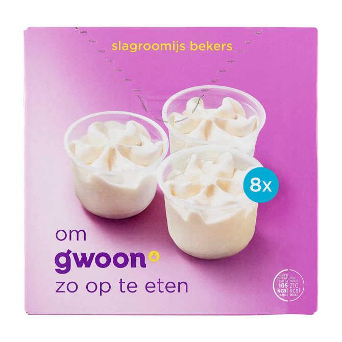 g&#039;woon Slagroomijs bekers