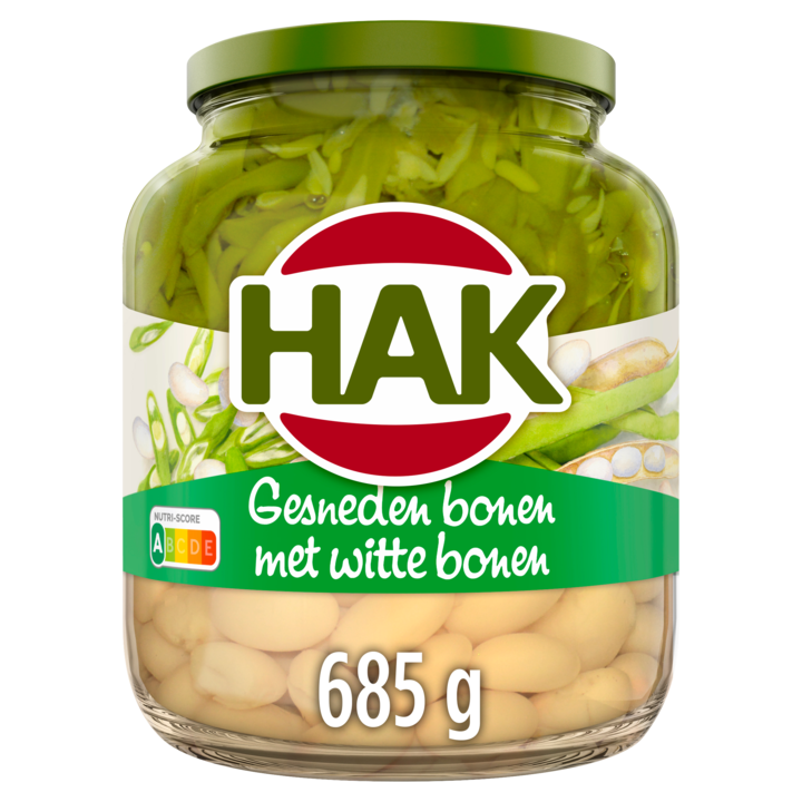Hak Gesneden Bonen met Witte Bonen 685g