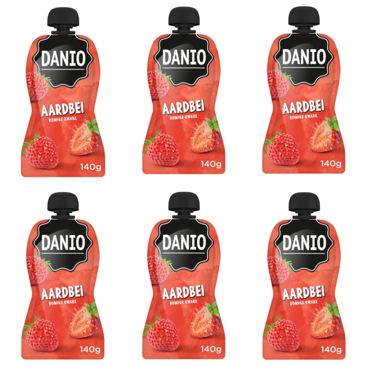 Danio Knijpzakje Kwark Aardbei 6 x 140g