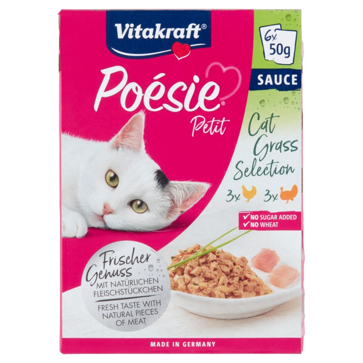 Vitakraft Po&amp;eacute;sie Petit Sauce Cat Grass Selection 6 x 50g