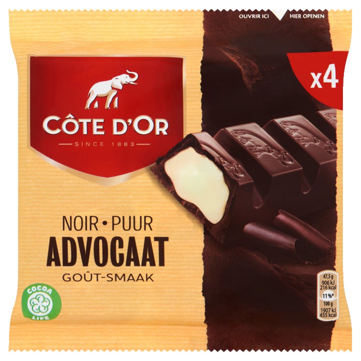 C&amp;ocirc;te d&amp;#x27;Or Pure chocolade Advocaat Smaak 4 x 47, 5g