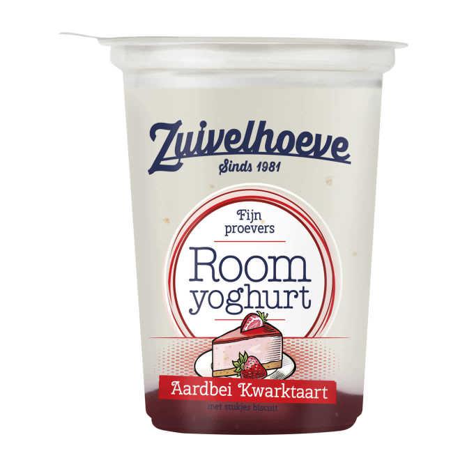 Zuivelhoeve roomyoghurt aardbei kwarktaart