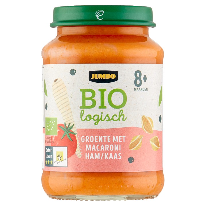 Jumbo Biologisch Groente met Macaroni Ham/Kaas 8+ Maanden 190g