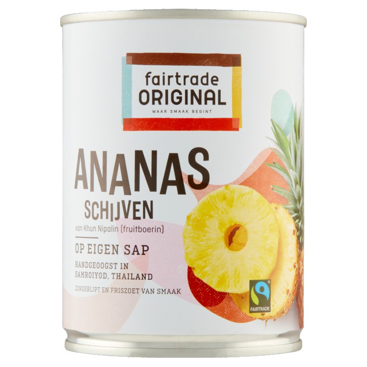 Fairtrade Original Ananas Schijven op Eigen Sap 565g