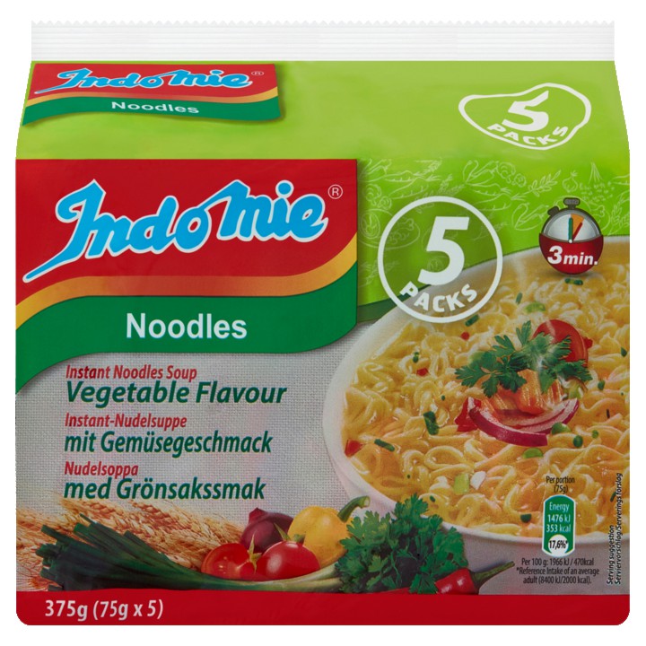 Indomie Instant Noodles Soup Vegetable Flavour 5 x 75g