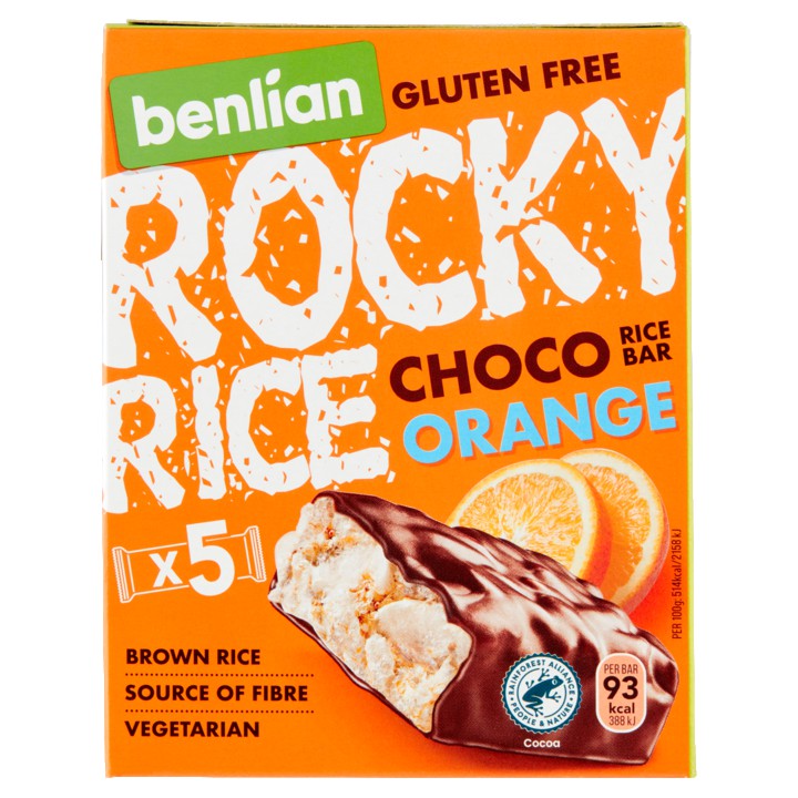 Benlian Food Gluten Free Rocky Rice Choco Orange Bar 5 x 18g