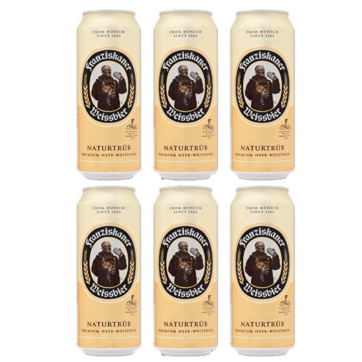 Franziskaner Weissbier Naturtr&amp;uuml;b Premium Hefe - Weissbier Blik 6 x 0, 5L