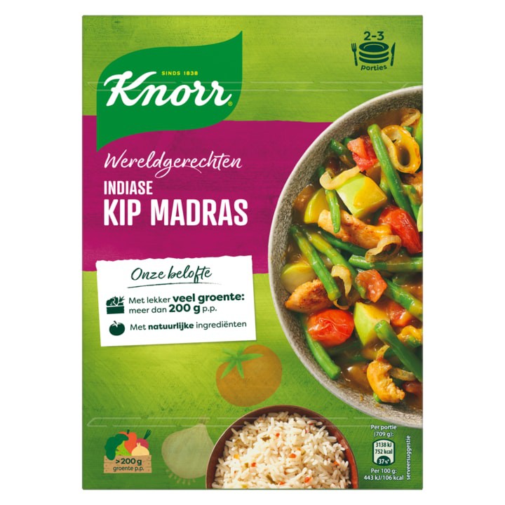 Knorr Wereldgerechten Maaltijdpakket Indiase Kip Madras 326g