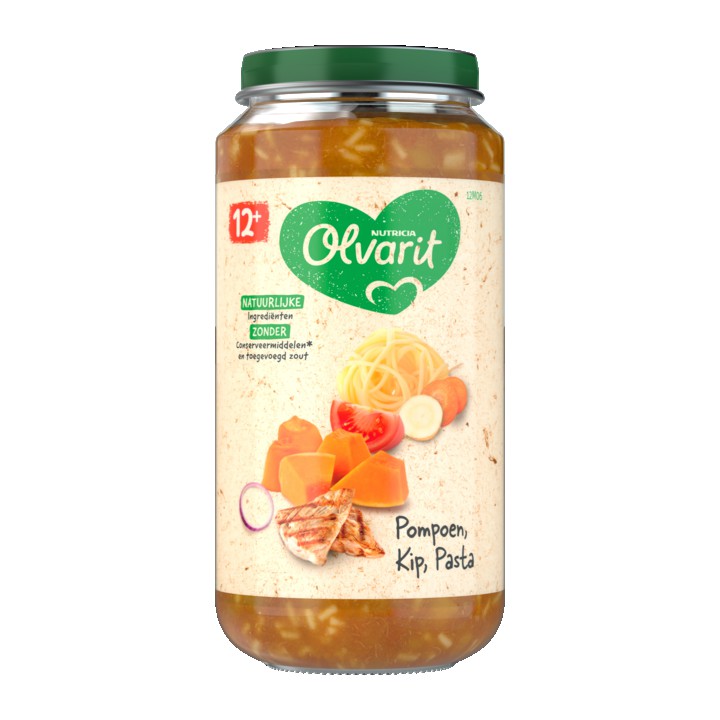 Olvarit Pompoen Kip Pasta 12+ Maanden 250g