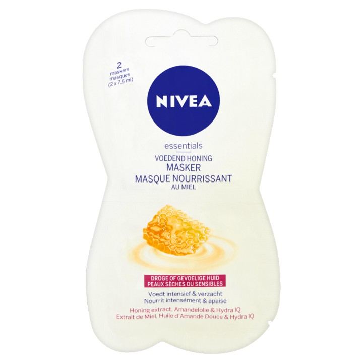 Nivea Essentials Voedend Honing Masker Droge of Gevoelige Huid 2 x 7, 5ml