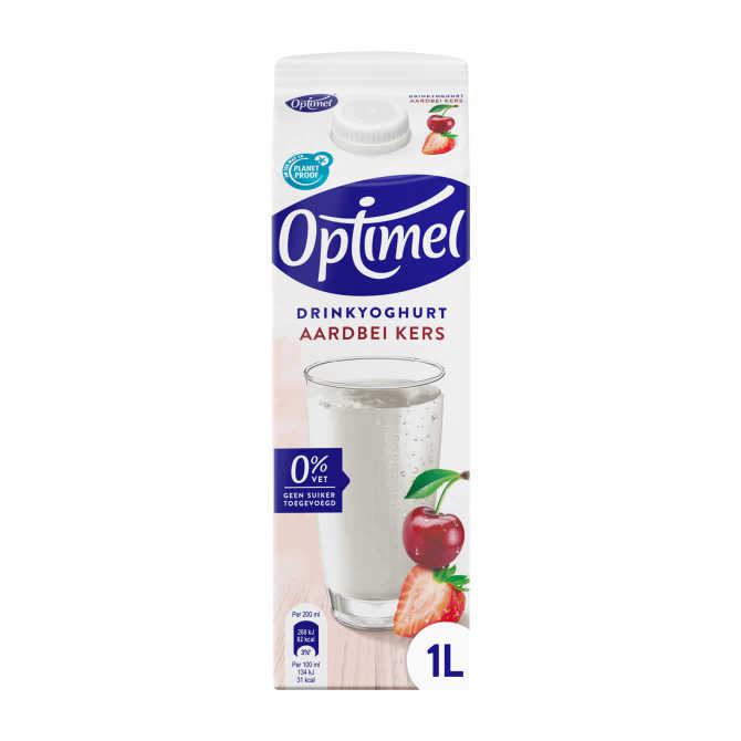 Optimel Drinkyoghurt Aardbei Kers 0% vet