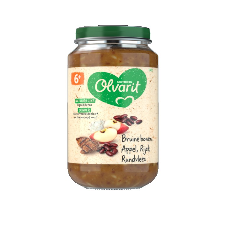 Olvarit Bruine bonen Appel Rundvlees Rijst 6+ Maanden 200g