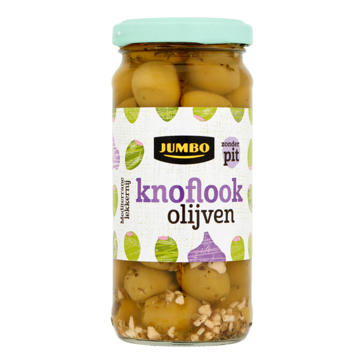 Jumbo Knoflook Olijven Zonder Pit 220g