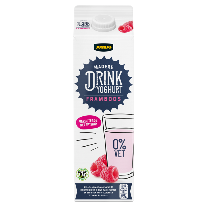 Jumbo Drinkyoghurt Framboos 0% Vet 1L