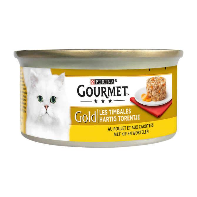 PURINA GOURMET GOLD Nat kattenvoer HARTIG TORENTJE Kip/Wortel 85g Blikje