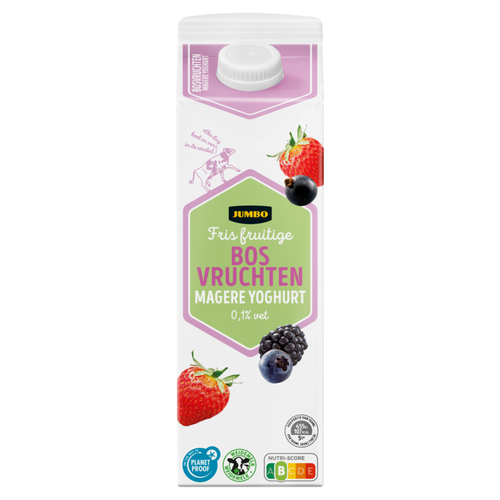 Jumbo Magere Yoghurt Bosvruchten 0,1% Vet 1L