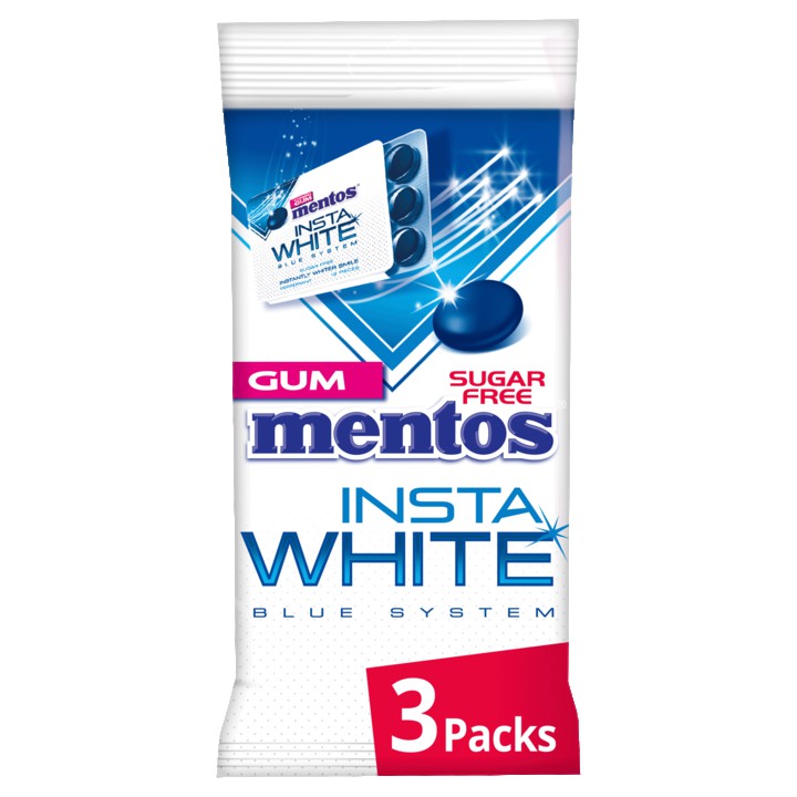 Mentos Chewing Gum Insta White Blue System 36 Stuks 3 x 17, 5g