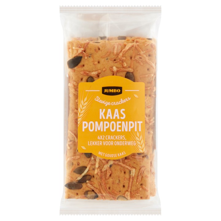 Jumbo Stevige Crackers Kaas Pompoenpit 4 x 2 Stuks 175g