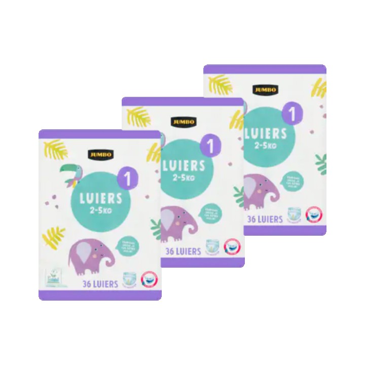 Jumbo Luiers 1 2-5 kg 3 x 36 Stuks