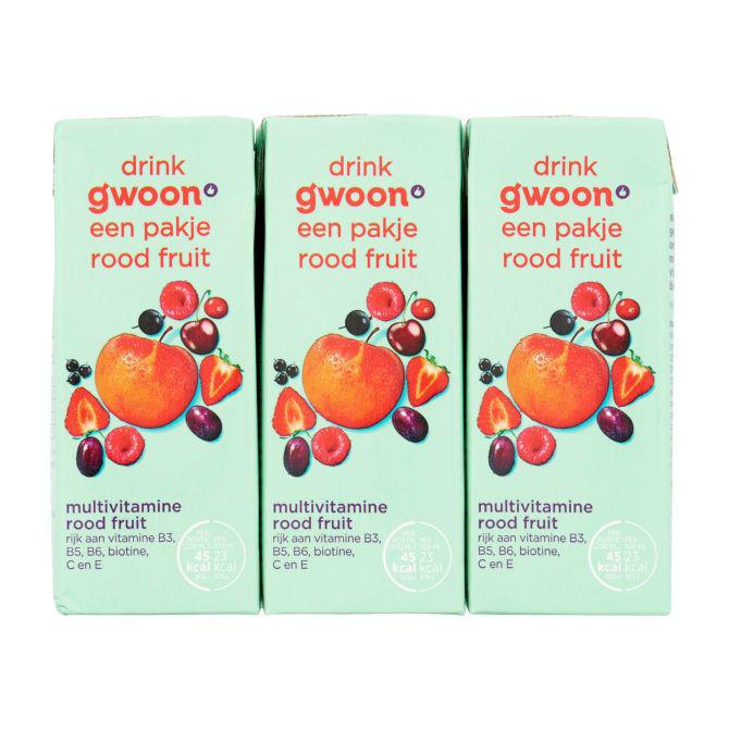 g&#039;woon Multivitamine rood fruit pakje 6 x 20 cl