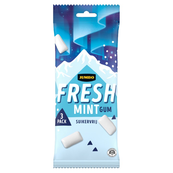 Jumbo Fresh Mint Gum Suikervrij 3 x 16, 8g