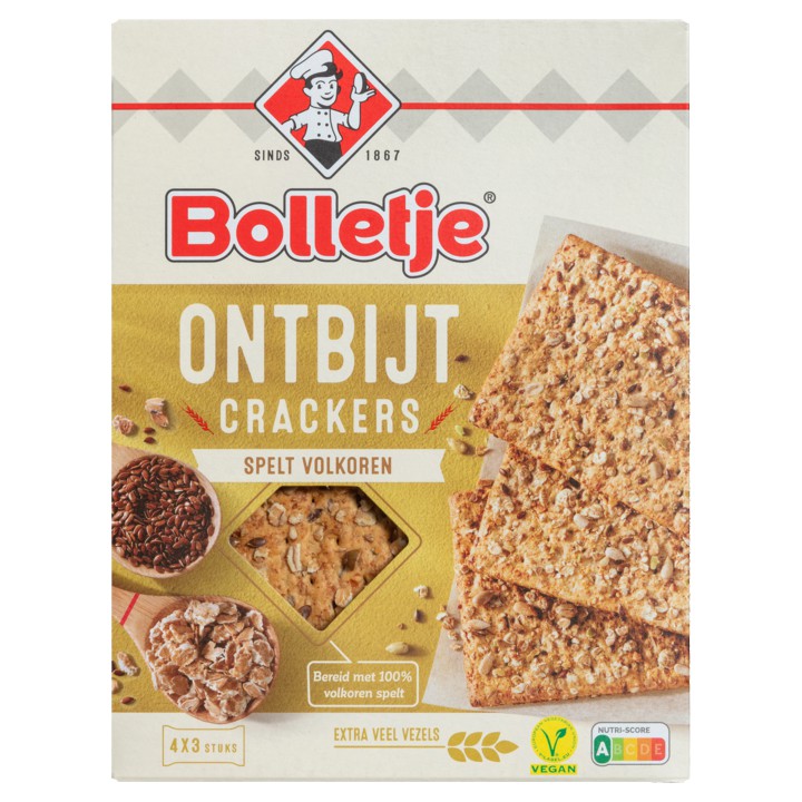 Bolletje Ontbijt Crackers Spelt Volkoren 4 x 3 Stuks 240g