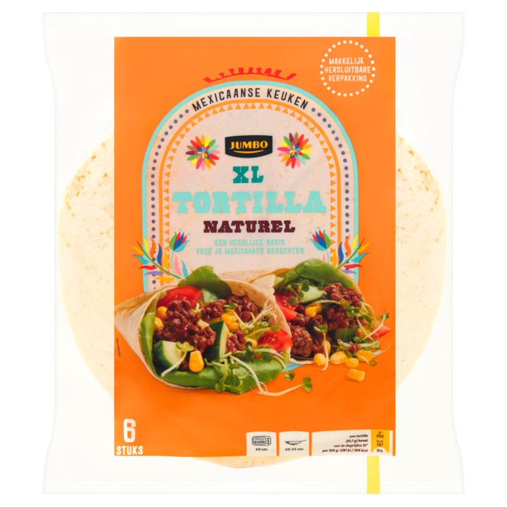 Jumbo XL Tortilla Naturel 6 Stuks 370g