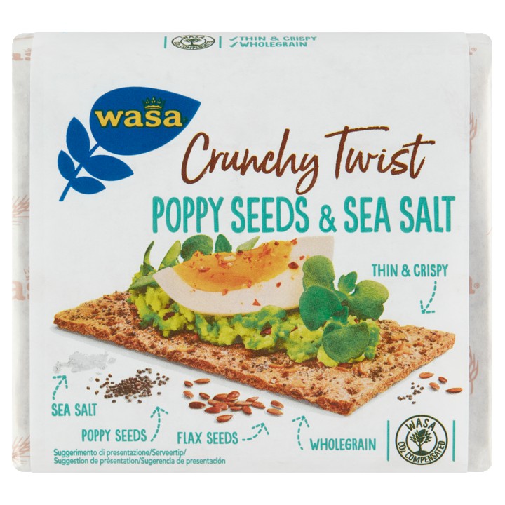 Wasa Crunchy Twist Poppy Seeds &amp;amp; Sea Salt 245g