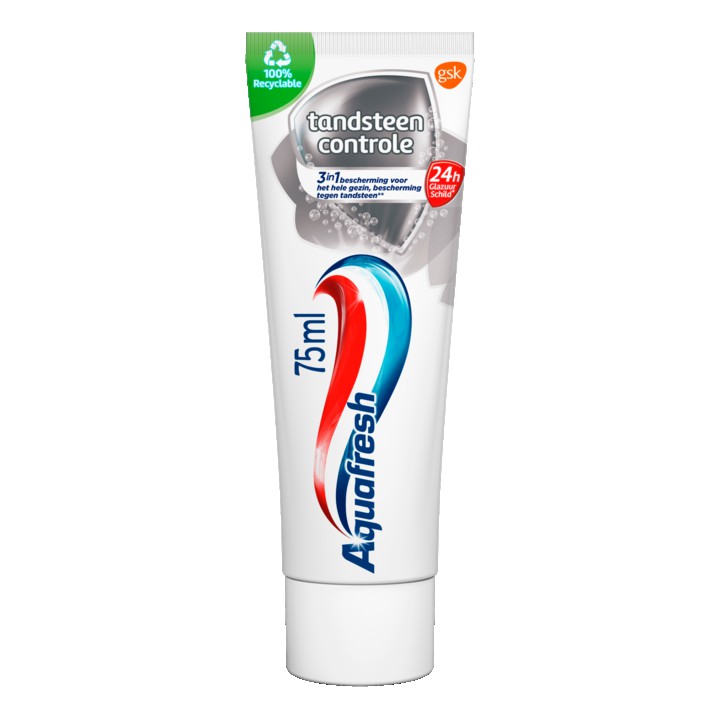 Aquafresh Tandsteen Controle Tandpasta voor gezonde tanden 75ml, recyclebare plastic tube en dop