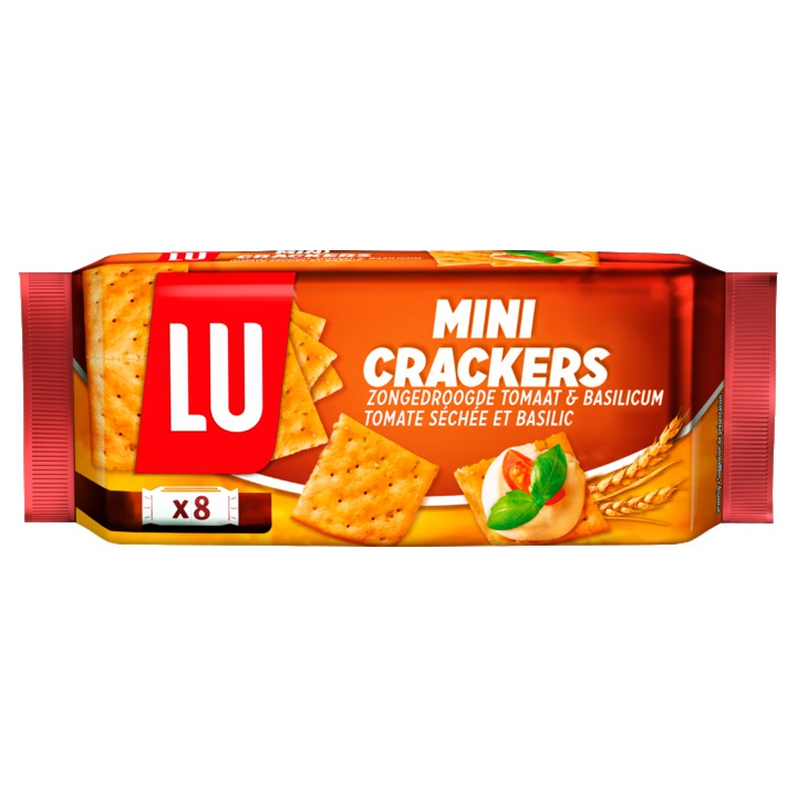 LU Mini Crackers Zongedroogde Tomaat &amp;amp; Basilicum 8 Stuks 250g