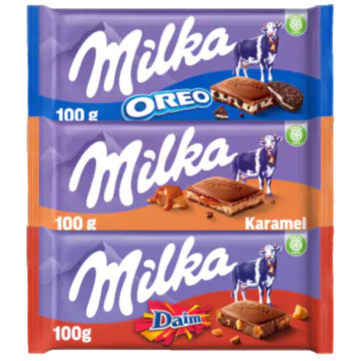 Milka Chocolade Repen Oreo, Daim en Karamel 3 x 100g