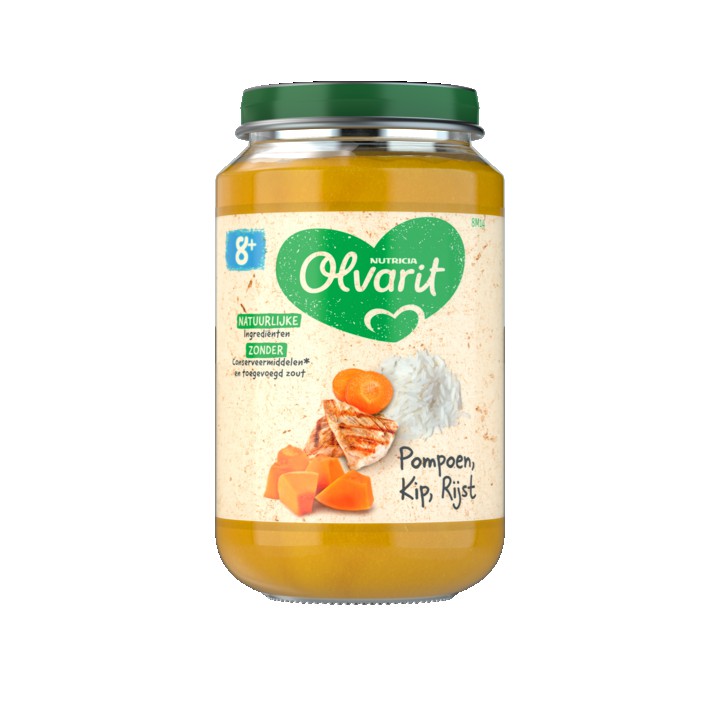 Olvarit Pompoen Kip Rijst 8+ Maanden 200g