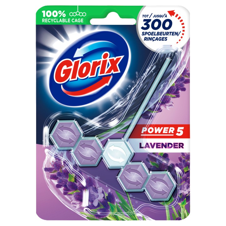 Glorix Power 5 Wc Blok Lavendel 1 stuk