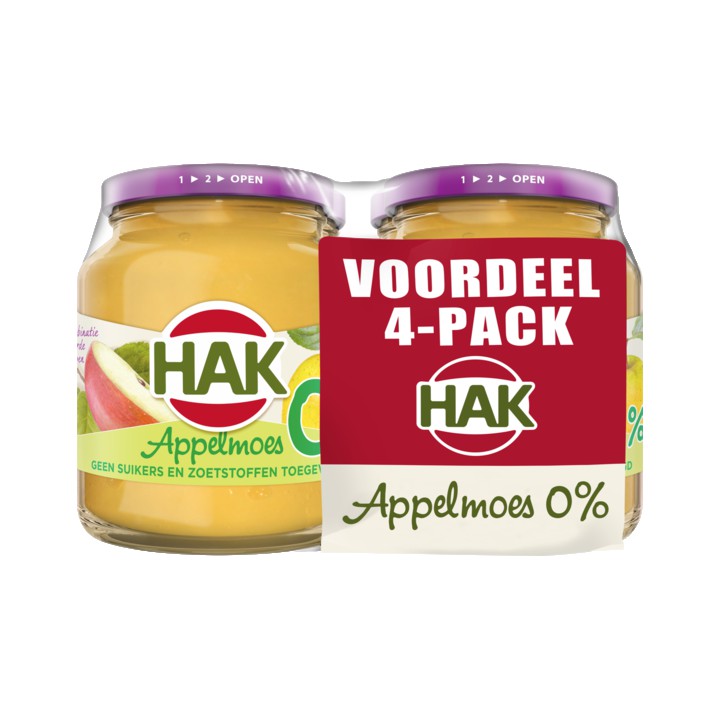 HAK Appelmoes 0% suiker 4-Pack