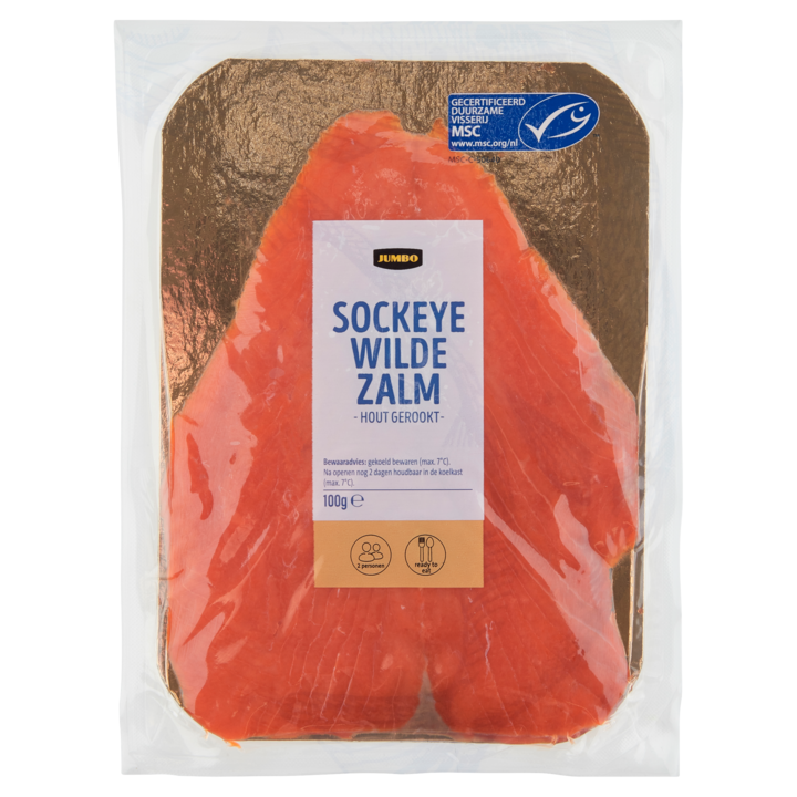 Jumbo Sockeye Wilde Zalm Hout Gerookt 100g