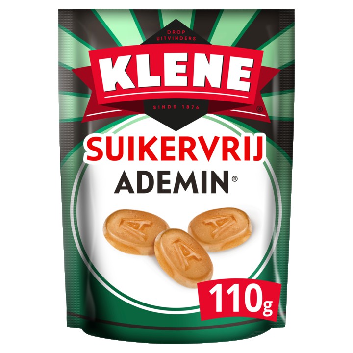 Klene Ademin Suikervrije Drop Keelpastille Zak 110 gram