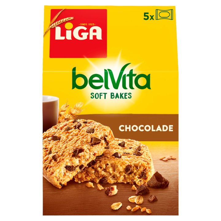 LiGa BelVita koeken Soft Bakes Chocolade Stukjes 5 Stuks 250g