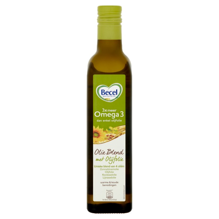 Becel Olie Blend Olijfolie Vegan en 100% Plantaardig met Omega 3 Fles 500ml