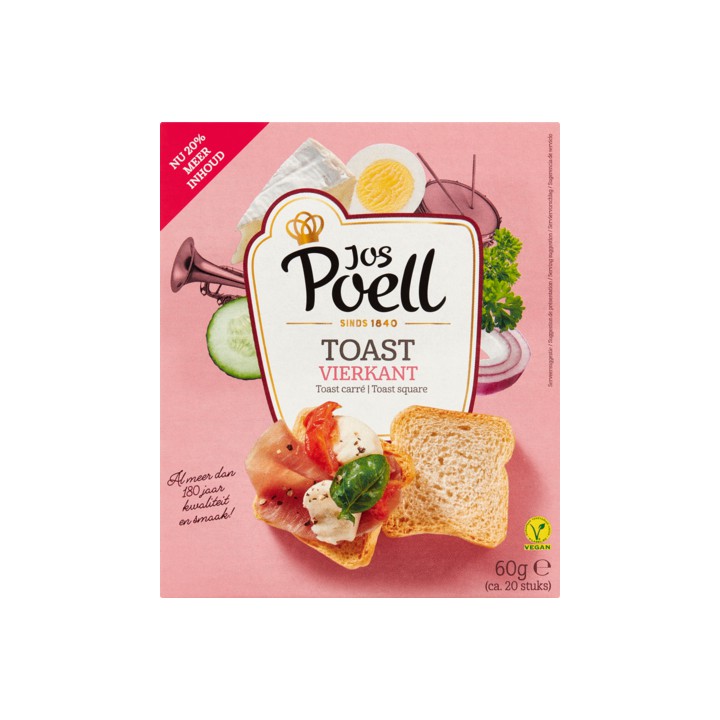 Jos Poell Toast Vierkant 60g